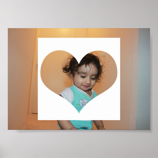 Poster Bébé Famille Photo Photo Coeur Fils Fille Mignonne (Devant)