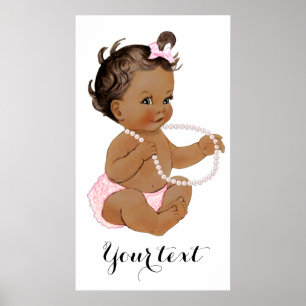 Poster Bébé Fille Ethnique Fête Prénatale Pantalon à Vola