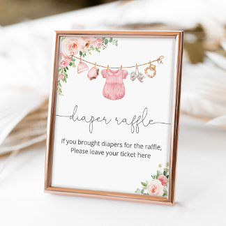 Poster Bébé fille vêtements diaper signe de tombola