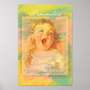 Poster Bébé fille vintage jolie couleur d'eau élégante