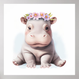 Poster Bébé Hippopotame Adorable