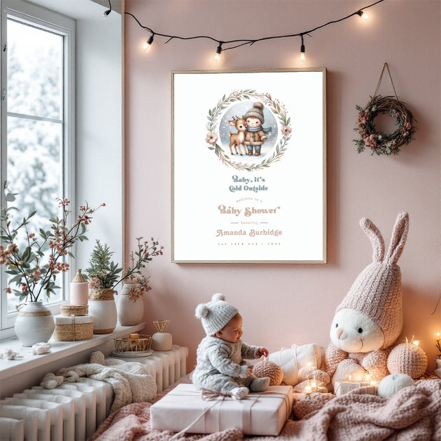 Poster "Bébé, il fait froid dehors !" Accueil baby shower ("Baby It’s Cold Outside!" Baby Shower Welcome Poster)