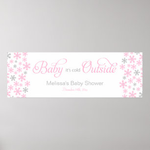 Poster Bébé Il fait froid dehors Bannière Baby shower ros