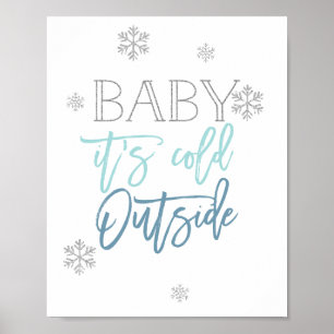 Poster Bébé Il fait froid dehors Bleu Parties scintilla