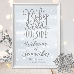 Poster Bébé il fait froid dehors panneau de bienvenue pou