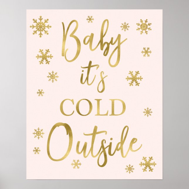 Poster Bébé il fait froid dehors signe baby shower (Devant)