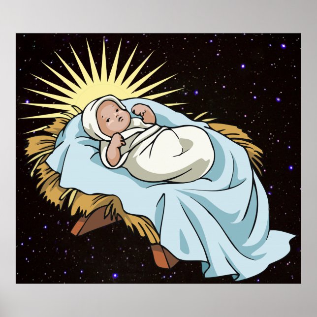Poster bébé jésus dans la mangeoire (Devant)