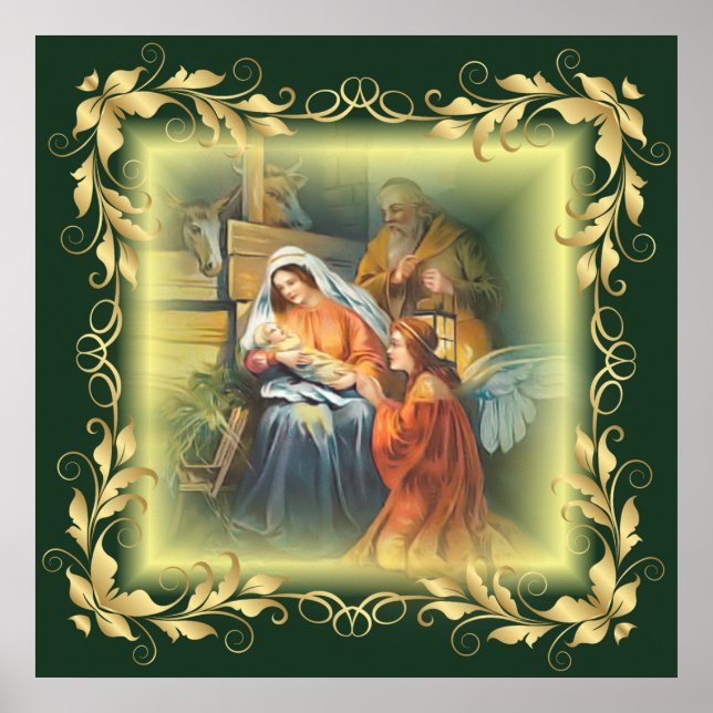 Poster Bébé Jésus, Marie & Joseph ~ La Sainte Famille ~ (Devant)