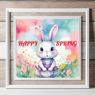 Poster Bébé lapin au printemps