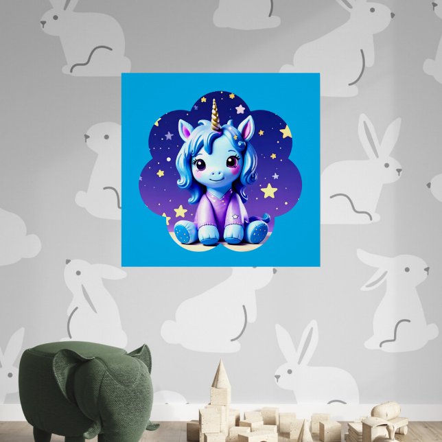 Poster Bébé licorne dans l'affiche brillante de PJ (Créateur téléchargé)