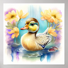 Bébé mignon canard nager dans un étang