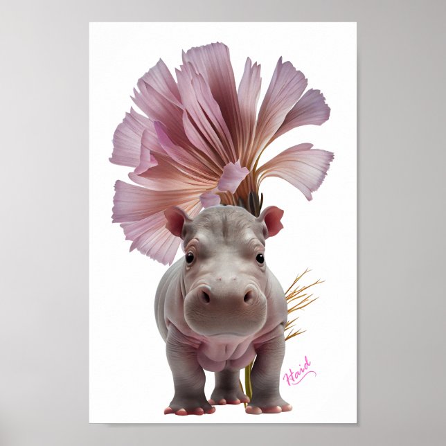 Poster Bébé mignon Hippo - AI (Devant)