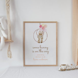 Poster Bébé mignon lapin Un lapin est en route Pépinière