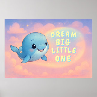 Poster Bébé mignonne baleine avec devis personnalisé, pép