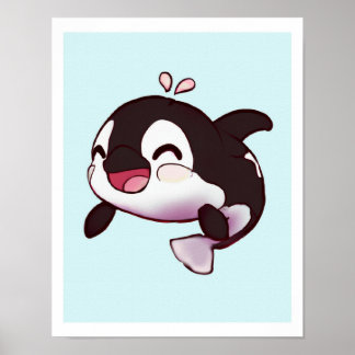 Poster Bébé Orca mignon Imprimer pour enfant ou décoratio