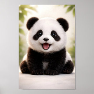 Poster Bébé Panda Heureux Animaux de la nurserie mignonne