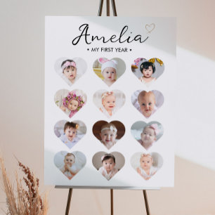 Poster Bébé Photo Première année Jalon Signe