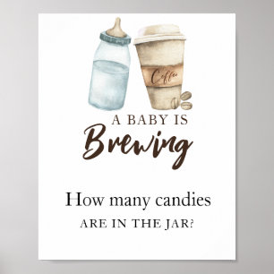Poster Bébé prépare du café Combien de bonbons