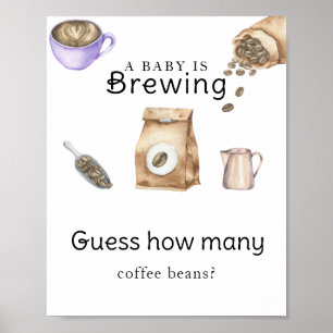 Poster Bébé prépare du café Combien de grains de café