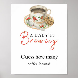 Poster Bébé prépare du café Combien de grains de café