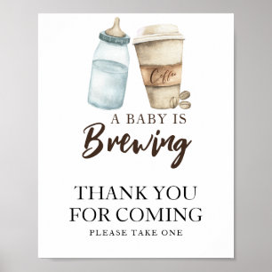 Poster Bébé prépare du café Merci d'être venu