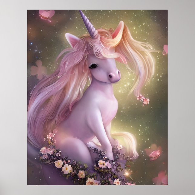 Poster Bébé rose adorable licorne (Devant)