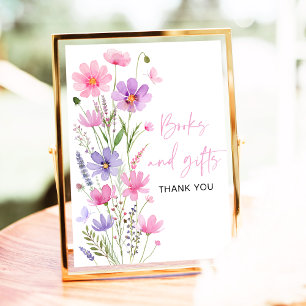 Poster Bébé rose en fleurs Signe Fleur sauvage Livres et