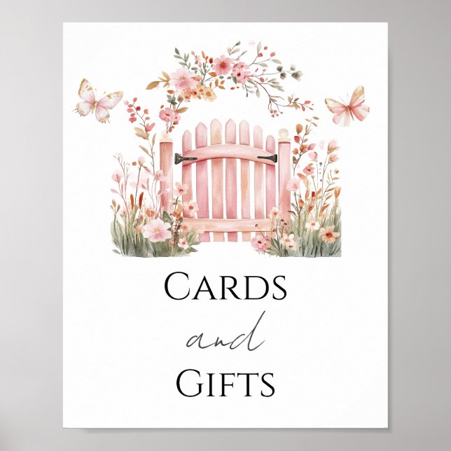 Poster Bébé rose floral en fleurs Cartes de douche et cad (Devant)