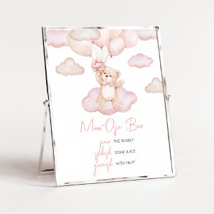 Poster Bébé rose ours Baby shower maman Osa Bar