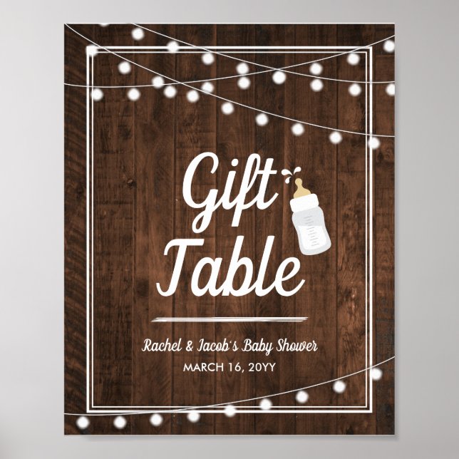 Poster Bébé rustique brasse Baby shower cadeau panneau (Devant)