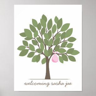 Poster Bébé Signature Arbre - Rose