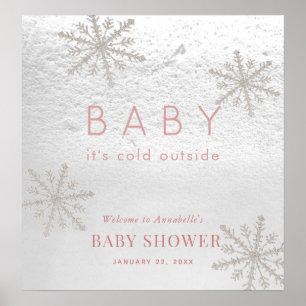 Poster Bébé son froid dehors Baby shower fille accueil