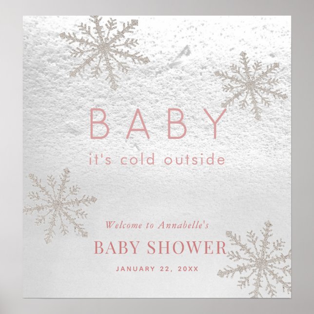 Poster Bébé son froid dehors Baby shower fille accueil (Devant)