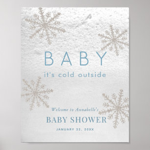 Poster Bébé son froid extérieur Snowflake Baby shower ble