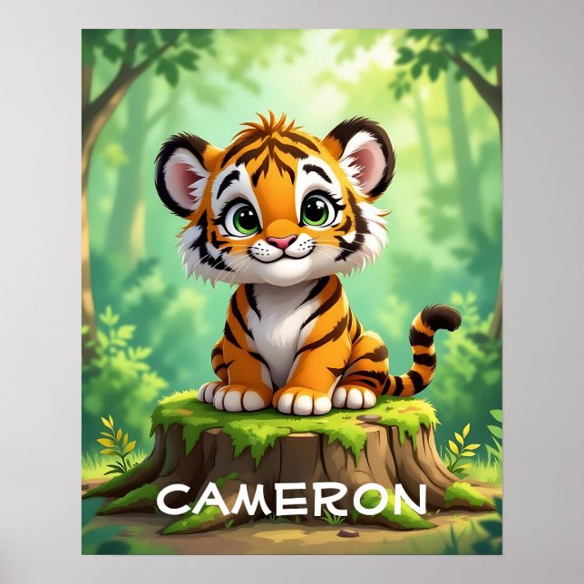 Poster Bébé Tigre | Art pour nurserie de bébé en dessin a (Devant)