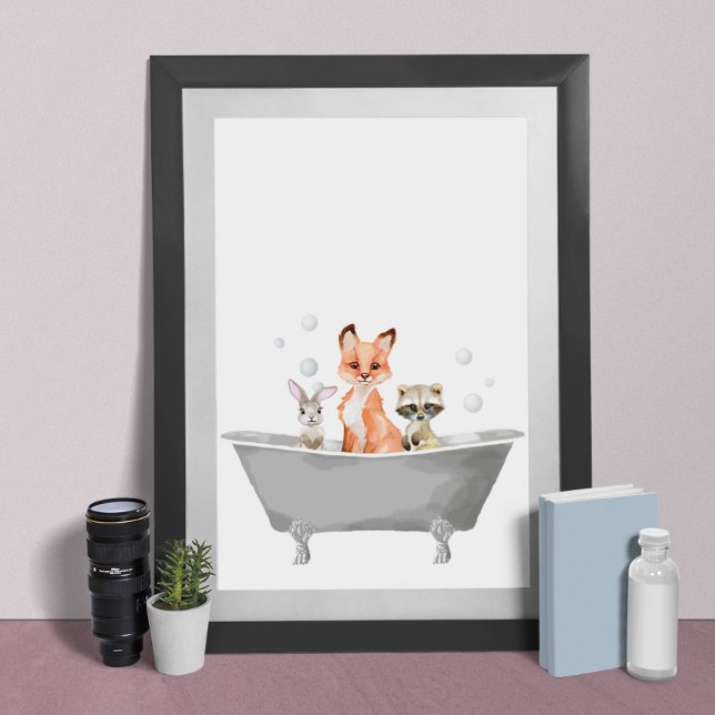 Poster Bébés Animaux Mignons Dans un Bain de Baignoire (Créateur téléchargé)