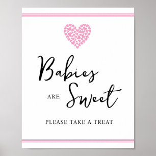 Poster Bébés au cœur rose sont doux Panneau pour Baby Sho