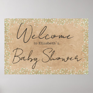 Poster Bébé's Breath Floral Baby shower rustique Bienvenu