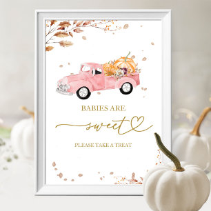 Poster Bébés d'automne à la citrouille, doux présage