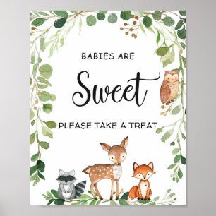 Poster Bébés de bois sont Baby shower doux signe