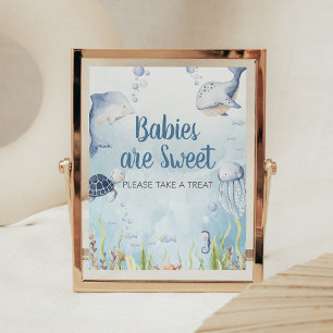 Poster Bébés de douche Bleu sous la mer sont doux Signe