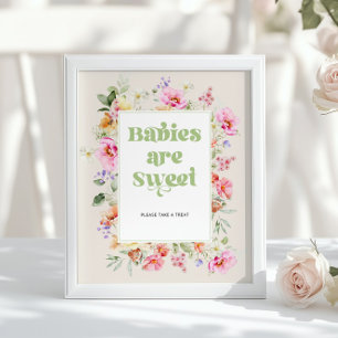 Poster Bébés Fleur Sauvage sont douce sauge rose Cadeau d