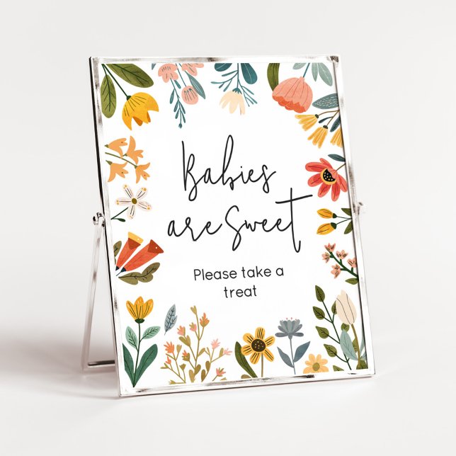 Poster Bébés Fleurs sauvages brillants botaniques sont do (Botanical Bright Wildflower Baby Shower Babies are Sweet Sign
)