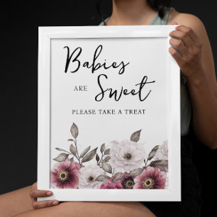 Poster Bébés floraux blancs et prunes sont des signes suc