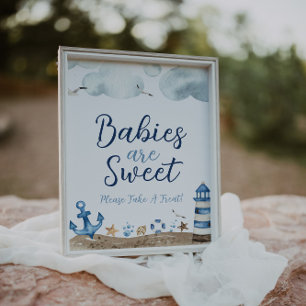 Poster Bébés nautiques sont Baby shower doux signe