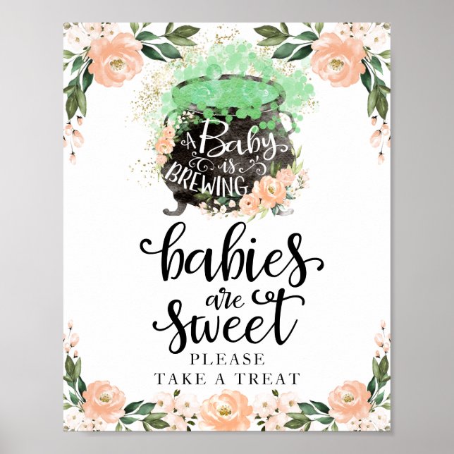 Poster Bébés sont doux Halloween fille signe Baby shower (Devant)
