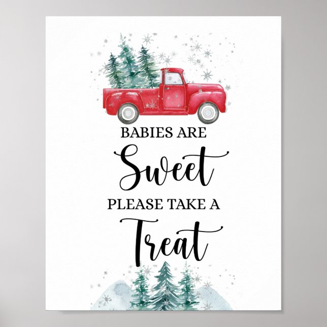 Poster Bébés sont doux Prenez un gâteau Camion Rouge Sign (Devant)
