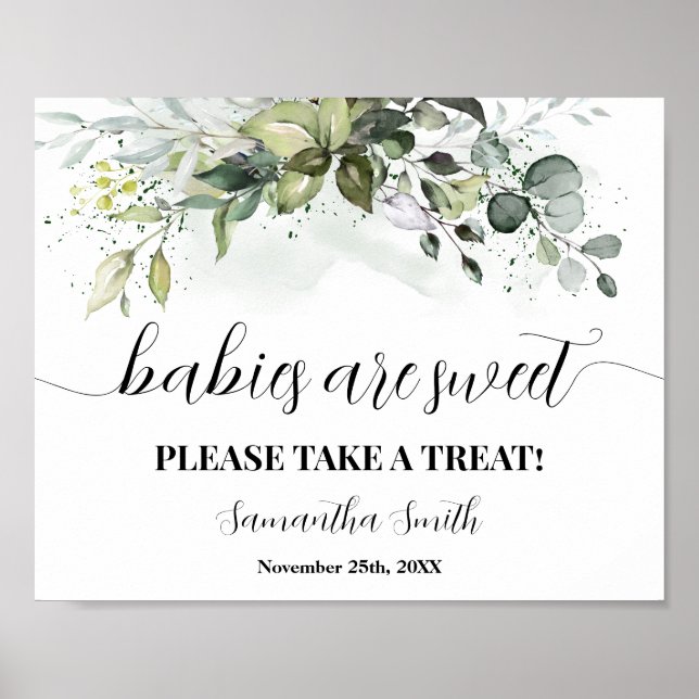Poster Bébés sont doux Prenez un gâteau vert Douche signe (Devant)