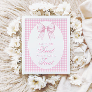 Poster Bébés sont doux rose Bow Ginham Baby shower Signal