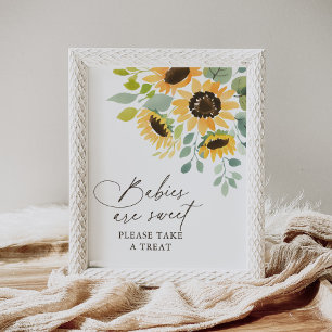 Poster Bébés sont Sweet Sunflower Baby shower Signal